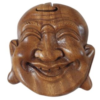 Natural wood Buddha's head puzzle trinket holder